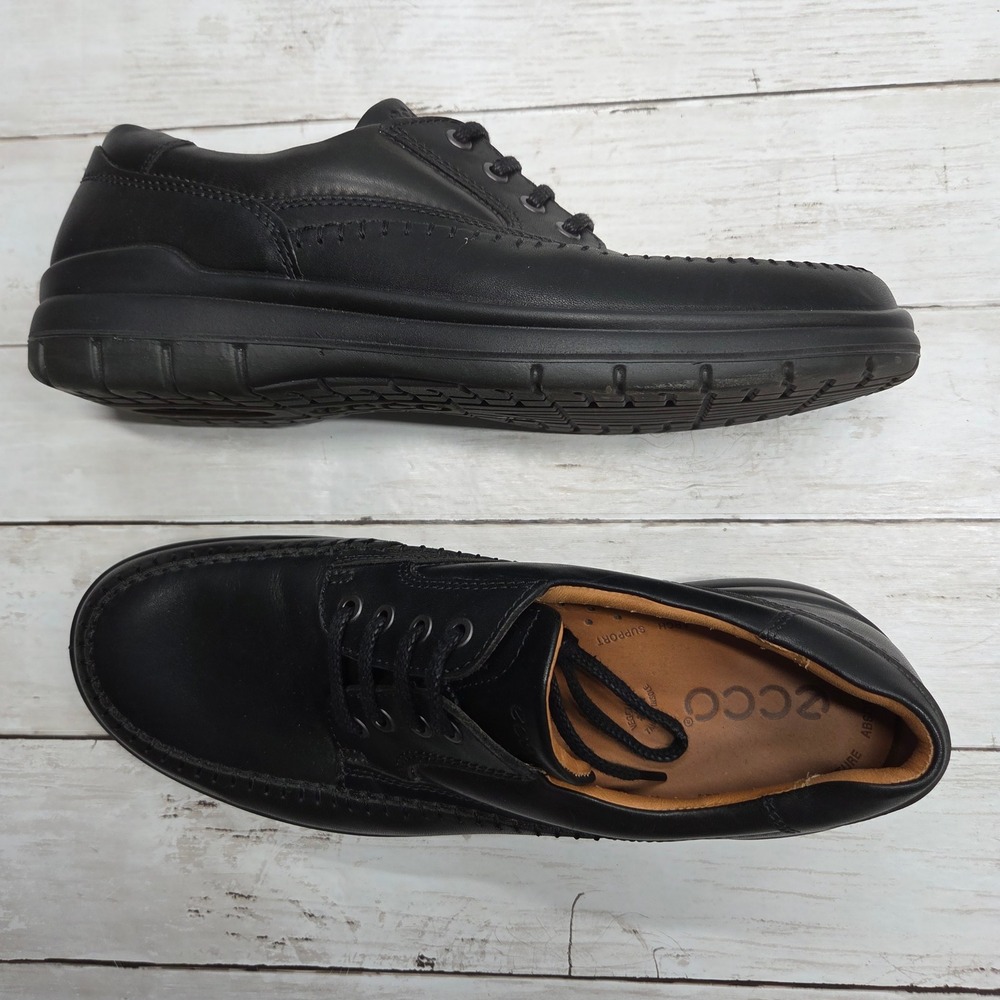 ECCO Seawalker Moc Toe Oxford Shoes Men 45 Black Leather Lace Up Comfort Casual